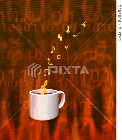 コーヒーから立ち上るメロディーの音譜 コーヒーから立ち上るメロディーの音譜 9682951