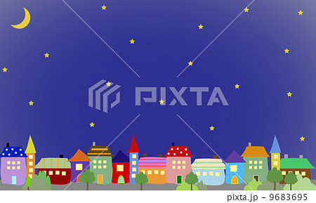 夜の街のイラスト素材 9683695 Pixta