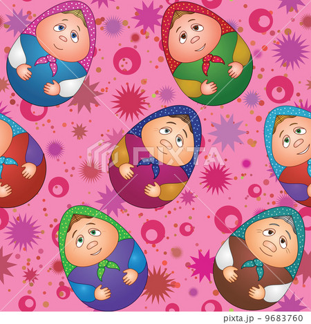 Seamless, dolls and abstract pattern Seamless, dolls and abstract pattern 9683760
