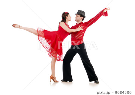 Pair of dancers isolated on the white 9684306