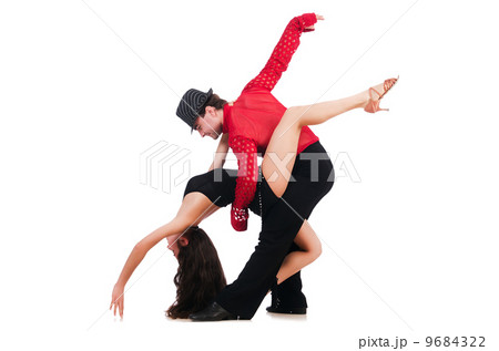 Pair of dancers isolated on the white 9684322