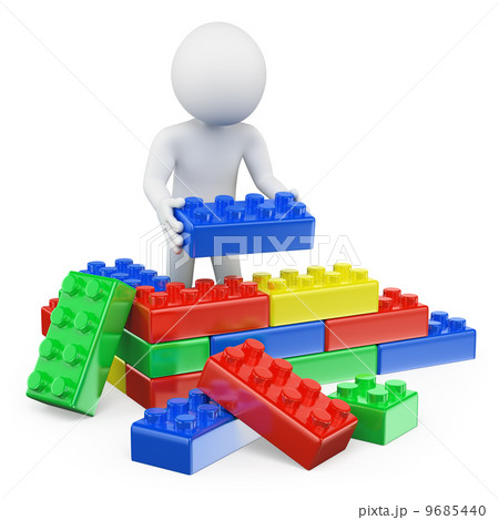 3D white people. Plastic toy blocks 9685440