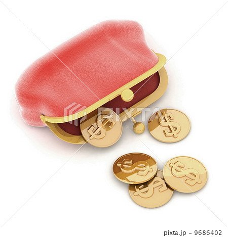 red purse and money on a white background red purse and money on a white background 9686402