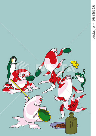 歌川国芳 金魚 酒のざしきのイラスト 9686916