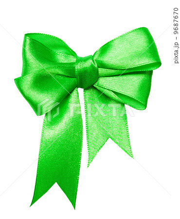 green bow, ribbon isolated on white 9687670