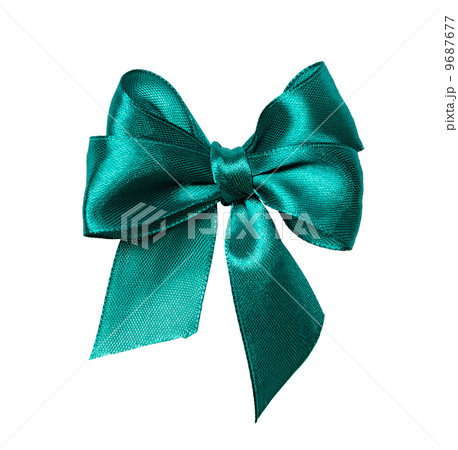 green bow, ribbon isolated on white 9687677