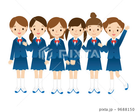 女子学生のグループのイラスト素材