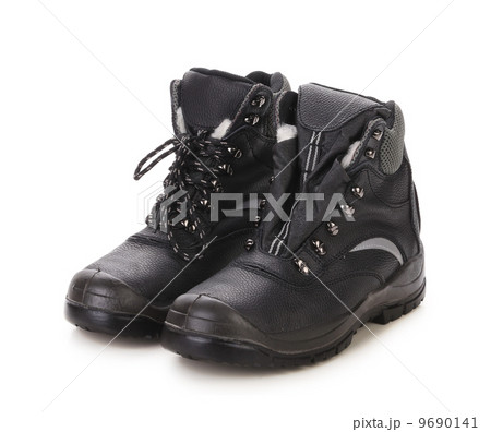Black man's boots with gray bar. Black man's boots with gray bar. 9690141