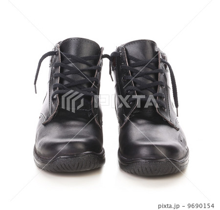Pair of black leather boots. 9690154