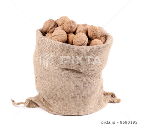 Sack full of walnuts. Close up. 9690195