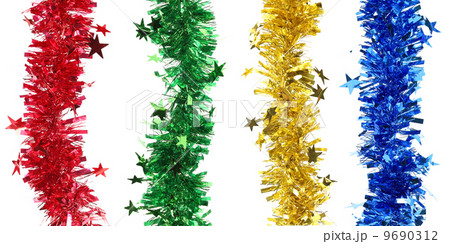 Christmas tinsel with stars collage. 9690312