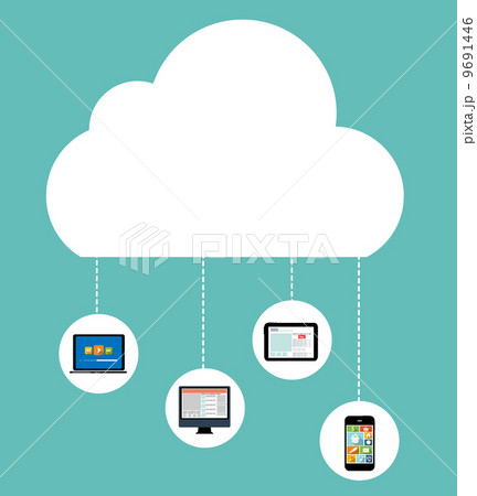 Cloud Computing Concept on Different Electronic Devices. Vector Cloud Computing Concept on Different Electronic Devices. Vector 9691446