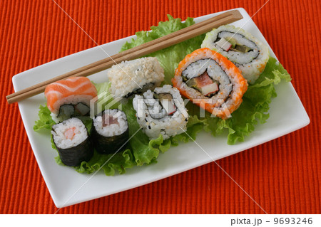 sushi on plate sushi on plate 9693246