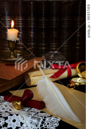 still life with vintage writing instruments 9695569
