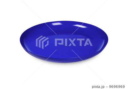 blue disposable plate on white 9696969