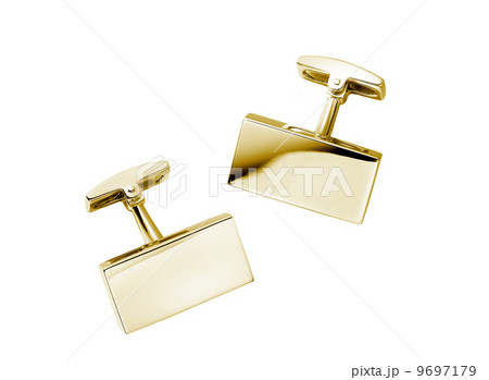 pair of stainless steel cufflinks on white 9697179