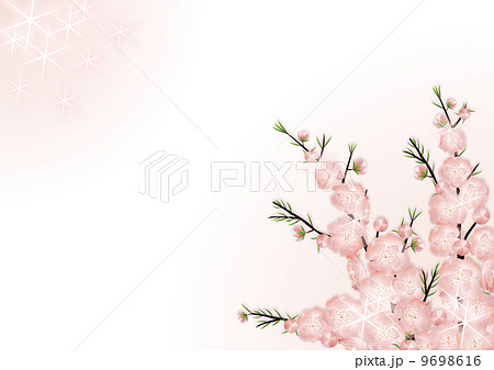 桃の花 背景 01 横 キラキラのイラスト素材