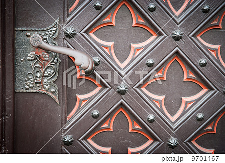 decorative old wooden church door 9701467