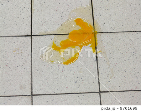 Mistace. Egg splattered on the kitchen floor 9701699