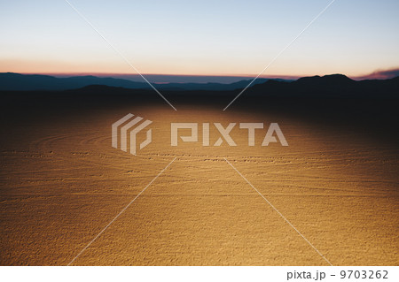 Illuminated desert landscape, dusk 9703262