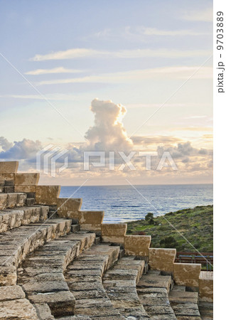 High angle view of a roman amphitheater, Kourion, Limassol, Cyprus 9703889