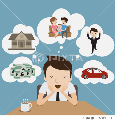 Businessman with dream at coffee break. Cartoon Vector. 9704114
