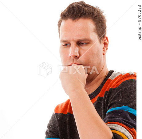 portrait of a man thinking about something thoughtful expression 9705223