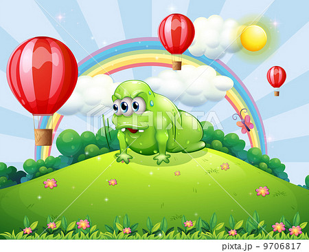 A hilltop with a sweaty monster exercising A hilltop with a sweaty monster exercising 9706817