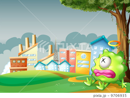 A monster sleeping under the tree across the factories 9706935