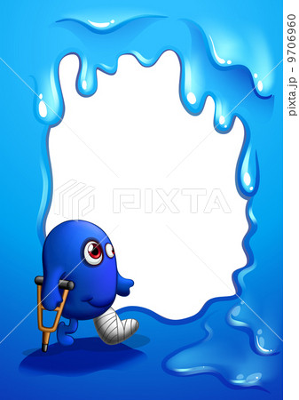 A border design with an injured blue monster A border design with an injured blue monster 9706960