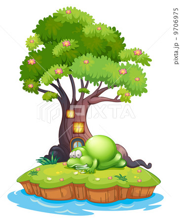 A monster sleeping under the treehouse in the island 9706975