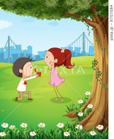 A wedding proposal near the tree 9707084