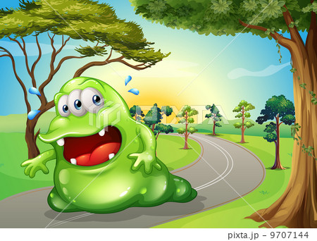 A fat monster jogging at the road A fat monster jogging at the road 9707144