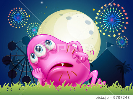 A tired fat beanie monster at the carnival 9707248