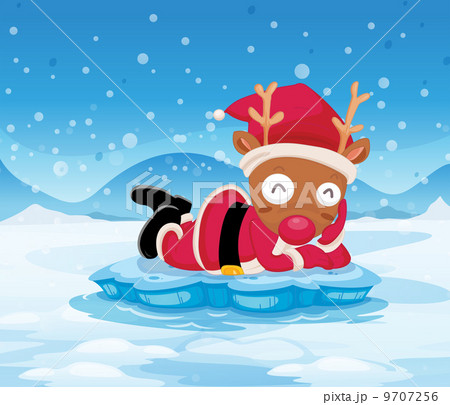 Santa's reindeer above the iceberg 9707256