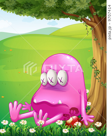 A tired pink monster beside a tree 9707414