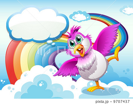 A bird in the sky near the rainbow with an empty callout 9707437