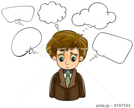 A sad man with a brown coat and empty callouts 9707503