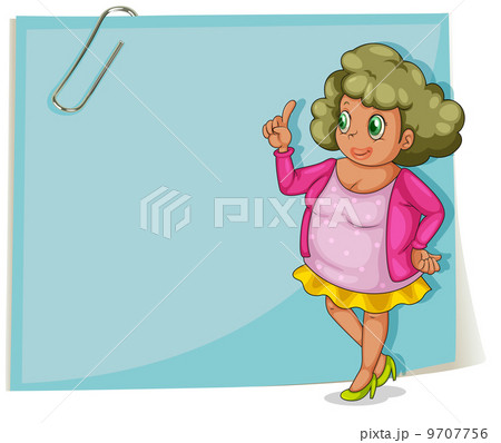 A fat lady beside an empty paper template with a paper clip A fat lady beside an empty paper template with a paper clip 9707756