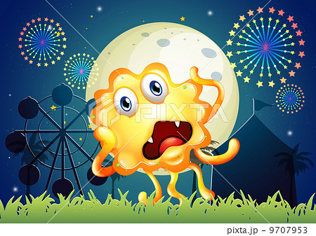 A carnival with a shocked orange monster 9707953
