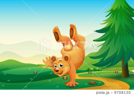 A bear playing with the stumps A bear playing with the stumps 9708130