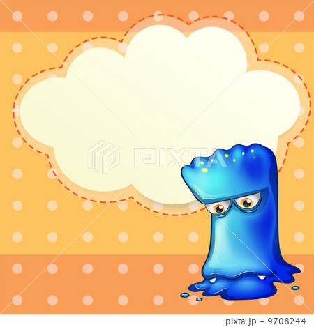 A sad monster with an empty cloud template 9708244