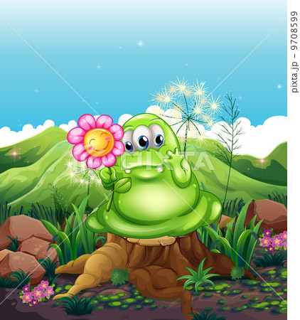 A monster with a flower standing above the stump 9708599