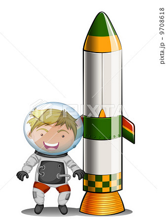 An astronaut beside the rocket 9708618