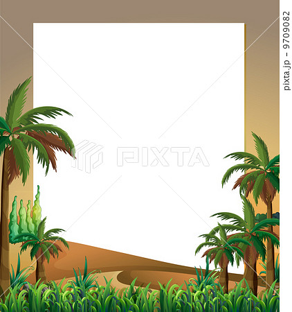 An empty template with a dessert and plants at the bottom 9709082