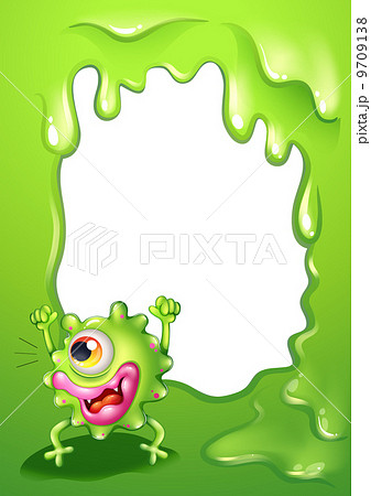 A border design with a very happy green monster 9709138
