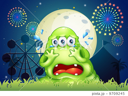 A three-eyed monster crying at the carnival A three-eyed monster crying at the carnival 9709245