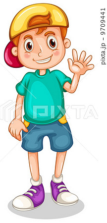 A young boy waving 9709441