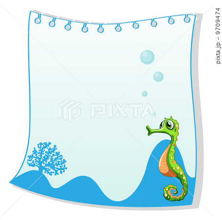 An empty paper template with a seahorse 9709474