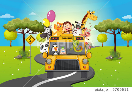 A group of happy animals travelling A group of happy animals travelling 9709611